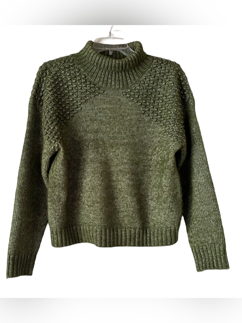 Falls Creek Sweater, Sz. S, Green, Wool Blend, Slightly Cropped